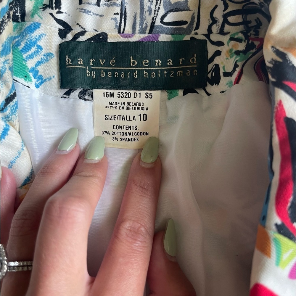 HARVE BENARD by BENARD HOLTZMAN Multi Prints Zip Blazer Jacket 10 Long Sleeves - Picture 5 of 7